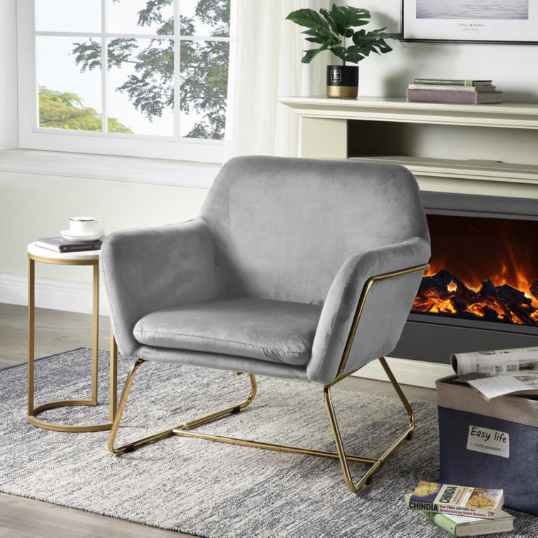 Grey discount velour armchair